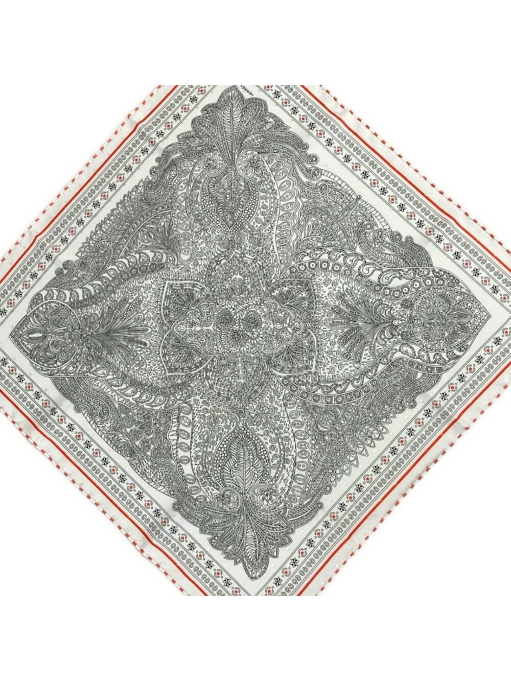 Hermes Scarf Carre 55 White Black Orange le Jardin de la Mahar